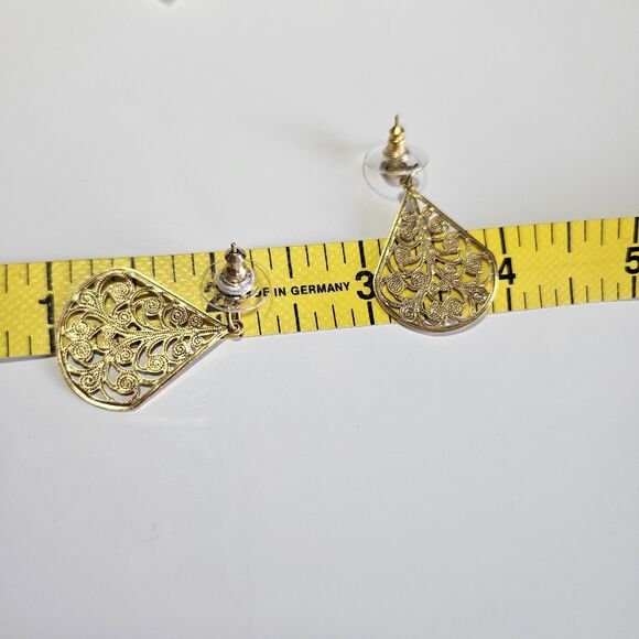 **Final Sale** 1928 Gold Tone Filigree Dangling Earrings Nwt - Picture 8 of 12